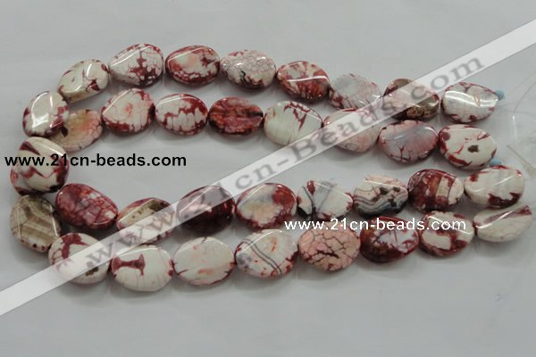 CAA835 15.5 inches 15*20mm twisted oval fire crackle agate beads