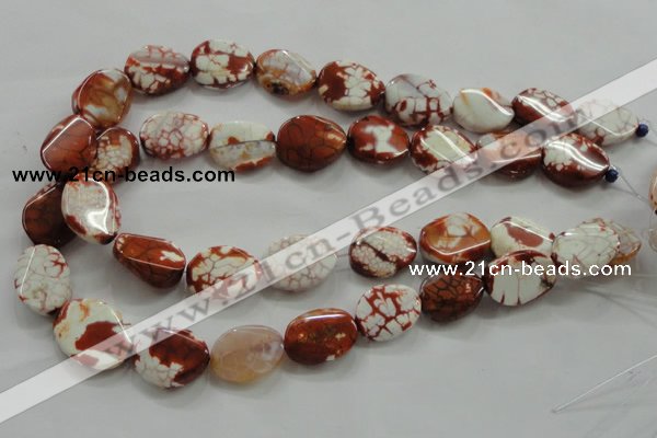 CAA836 15.5 inches 15*20mm twisted oval fire crackle agate beads