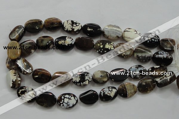 CAA837 15.5 inches 15*20mm twisted oval fire crackle agate beads