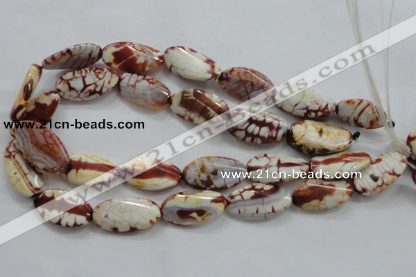 CAA838 15.5 inches 16*28mm twisted oval fire crackle agate beads