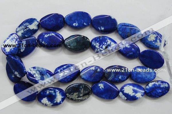 CAA839 15.5 inches 20*30mm twisted oval fire crackle agate beads