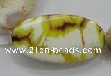 CAA842 15.5 inches 20*40mm twisted oval fire crackle agate beads