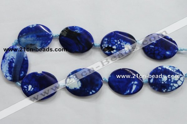 CAA847 15.5 inches 30*40mm twisted oval fire crackle agate beads