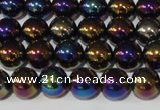 CAA850 15.5 inches 10mm round AB-color black agate beads