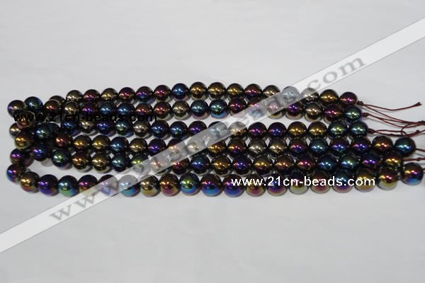 CAA850 15.5 inches 10mm round AB-color black agate beads