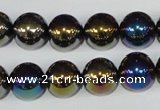 CAA851 15.5 inches 12mm round AB-color black agate beads