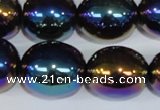 CAA854 15.5 inches 16*20mm egg-shaped AB-color black agate beads