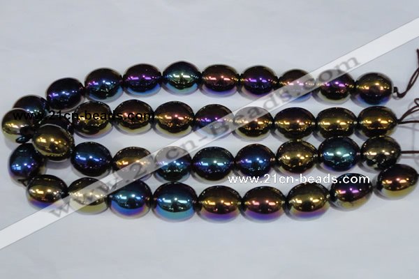 CAA854 15.5 inches 16*20mm egg-shaped AB-color black agate beads