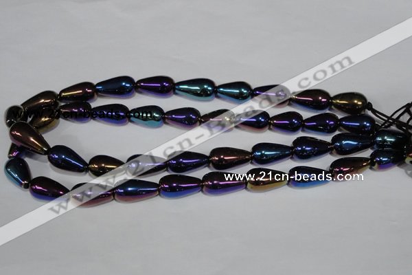 CAA856 15.5 inches 11*20mm teardrop AB-color black agate beads