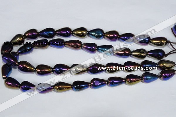 CAA857 15.5 inches 13*20mm teardrop AB-color black agate beads