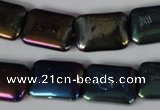 CAA861 15.5 inches 13*18mm rectangle AB-color black agate beads