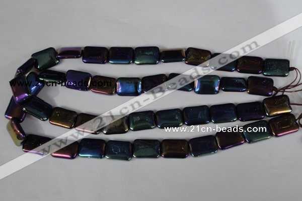 CAA861 15.5 inches 13*18mm rectangle AB-color black agate beads