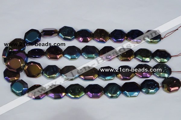 CAA862 15.5 inches 18*20mm octagonal AB-color black agate beads