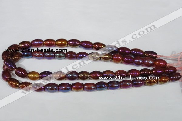 CAA878 15.5 inches 7*14mm rice AB-color red agate beads