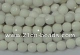 CAA92 15.5 inches 4mm faceted round white agate gemstone beads