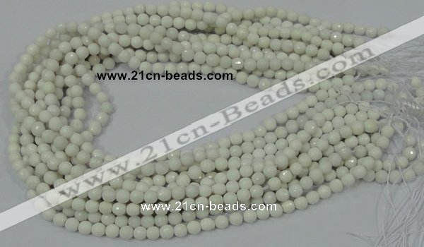 CAA92 15.5 inches 4mm faceted round white agate gemstone beads