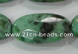 CAA94 15.5 inches 20*40mm faceted oval grass agate gemstone beads