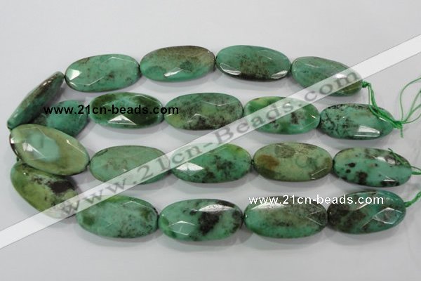 CAA94 15.5 inches 20*40mm faceted oval grass agate gemstone beads