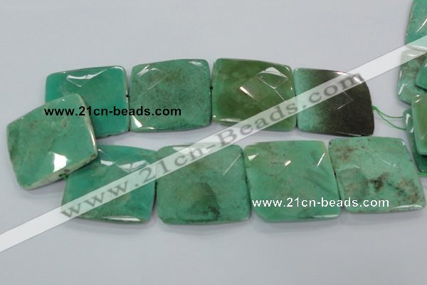 CAA98 15.5 inches 45*45mm faceted square grass agate gemstone beads
