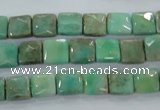 CAA99 15.5 inches 8*8mm faceted square grass agate gemstone beads