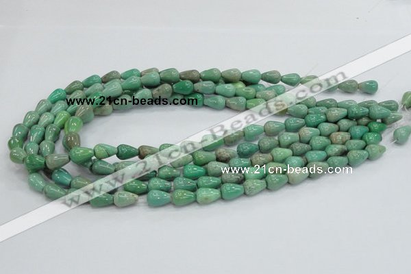 CAB03 15.5 inches 8*12mm teardrop green grass agate gemstone beads