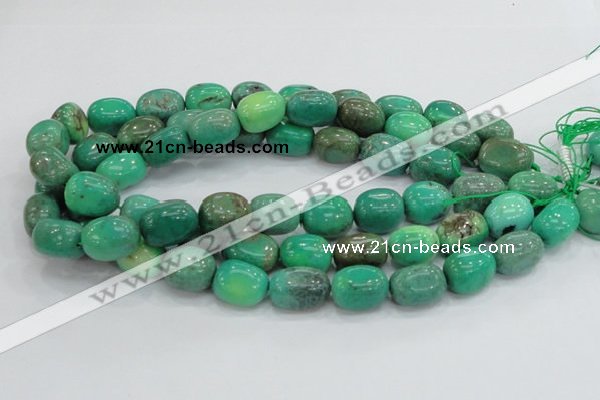 CAB04 15.5 inches 12*20mm nugget green grass agate gemstone beads