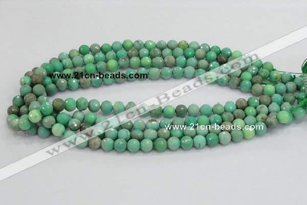 CAB07 15.5 inches 8mm faceted round green grass agate gemstone beads