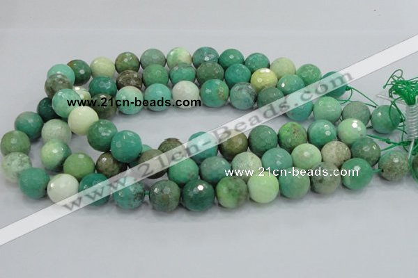 CAB11 15.5 inches 16mm faceted round green grass agate gemstone beads