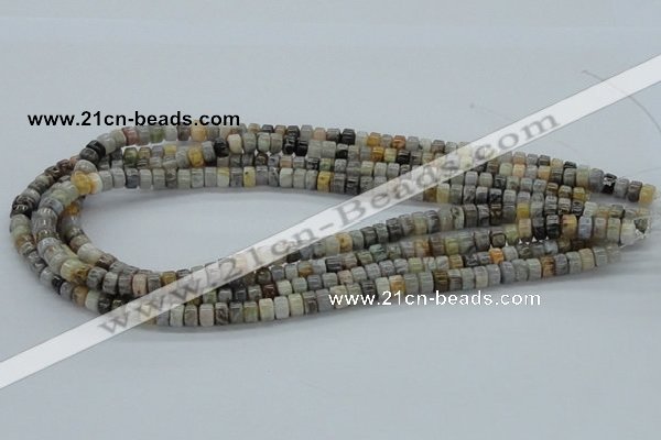CAB138 15.5 inches 4*6mm roundel bamboo leaf agate beads