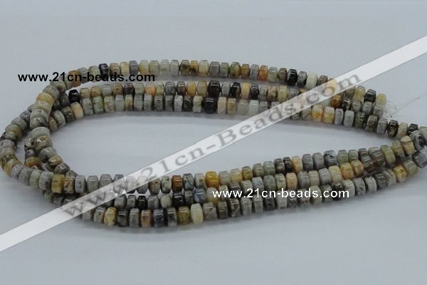 CAB139 15.5 inches 5*8mm roundel bamboo leaf agate beads