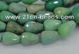 CAB14 15.5 inches 8*12mm faceted teardrop green grass agate beads