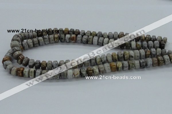 CAB140 15.5 inches 7*10mm roundel bamboo leaf agate beads