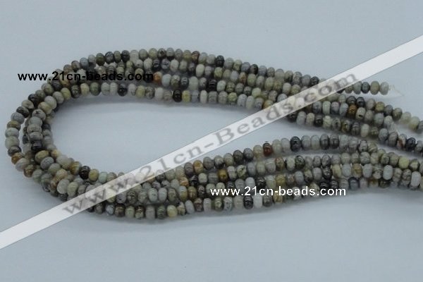 CAB141 15.5 inches 4*6mm rondelle bamboo leaf agate beads