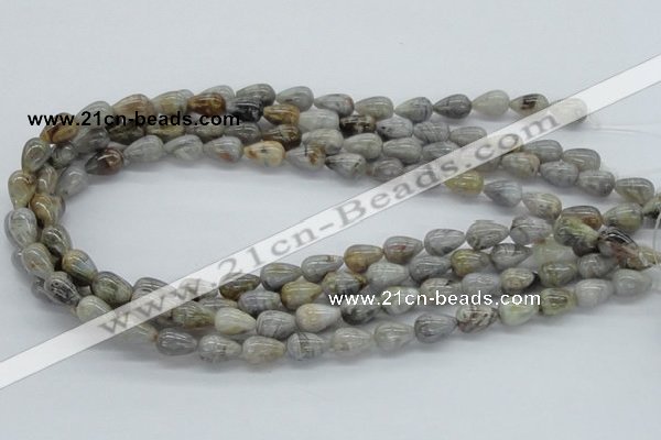 CAB143 15.5 inches 8*12mm teardrop bamboo leaf agate beads