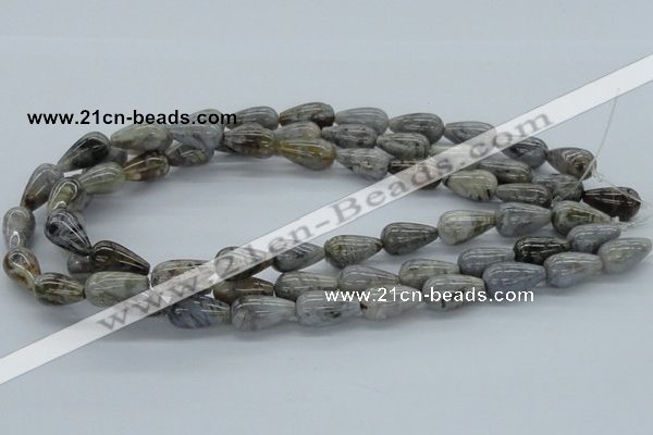 CAB144 15.5 inches 10*18mm teardrop bamboo leaf agate beads