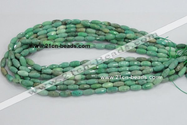 CAB18 15.5 inches 6*12mm faceted rice green grass agate beads