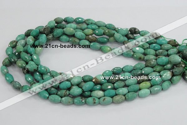 CAB19 15.5 inches 8*12mm faceted rice green grass agate beads