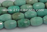 CAB20 15.5 inches 10*15mm faceted rice green grass agate beads