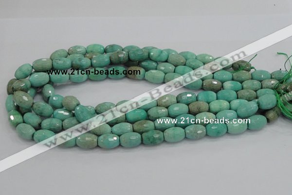 CAB20 15.5 inches 10*15mm faceted rice green grass agate beads