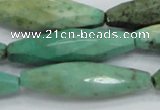 CAB22 15.5 inches 11*40mm faceted rice green grass agate beads