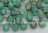 CAB23 15.5 inches 7*10mm faceted teardrop green grass agate beads