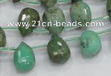 CAB24 15.5 inches 10*14mm faceted teardrop green grass agate beads