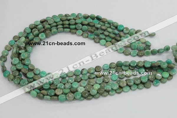 CAB25 15.5 inches 8mm coin green grass agate gemstone beads