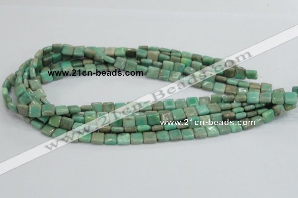 CAB26 15.5 inches 8*8mm square green grass agate gemstone beads