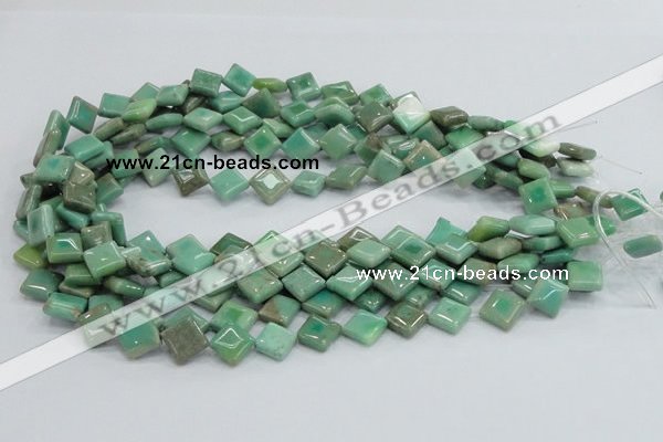 CAB27 15.5 inches 10*10mm diamond green grass agate gemstone beads