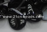 CAB315 15.5 inches 18*25mm flat teardrop black agate gemstone beads