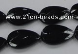 CAB316 15.5 inches 12*20mm faceted teardrop black agate gemstone beads