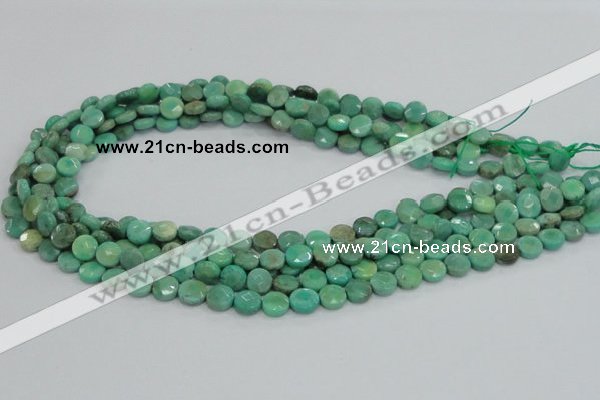 CAB32 15.5 inches 8mm faceted coin green grass agate gemstone beads