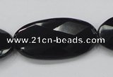 CAB321 15.5 inches 20*40mm faceted oval black agate gemstone beads