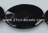 CAB323 15.5 inches 35*50mm faceted oval black agate gemstone beads